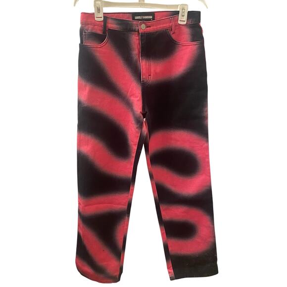 Double Rainbouu Black Pink Printed Jeans Size 30 x 30 - Picture 1 of 6